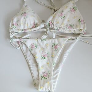 NWT - Aerie Floral Print Triangle Bikini - L
